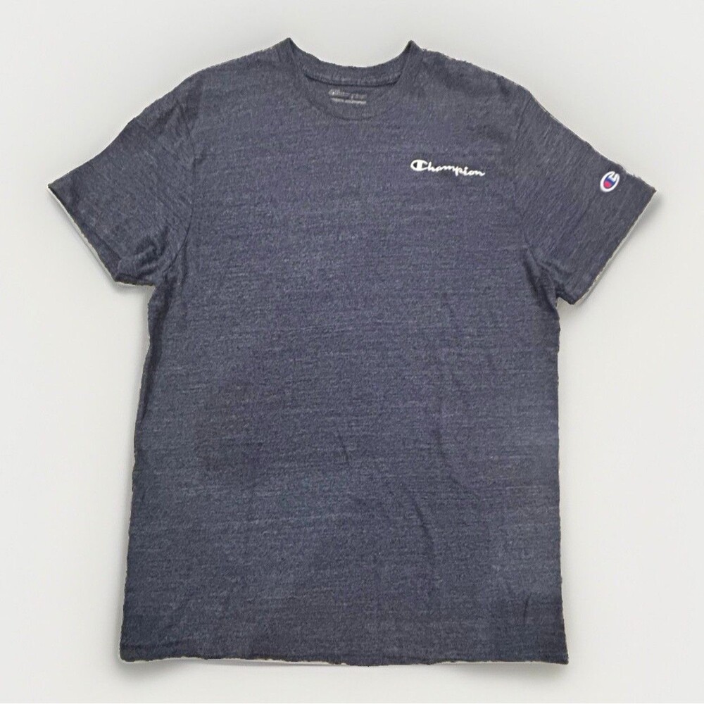Champion Boy's Blue Cotton Knit Crew Neck Short Sleeve Logo T-Shirt Size M